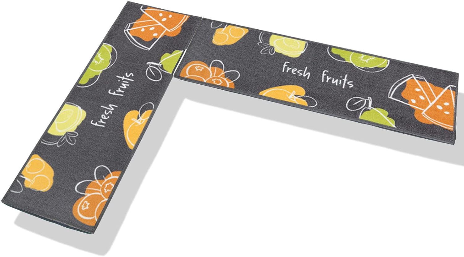 Zestaw 2 mat kuchennych, łazienkowych, antypoślizgowych, nadających się do prania w pralce, mat podłogowych do kuchni (wzór świeżych owoców)