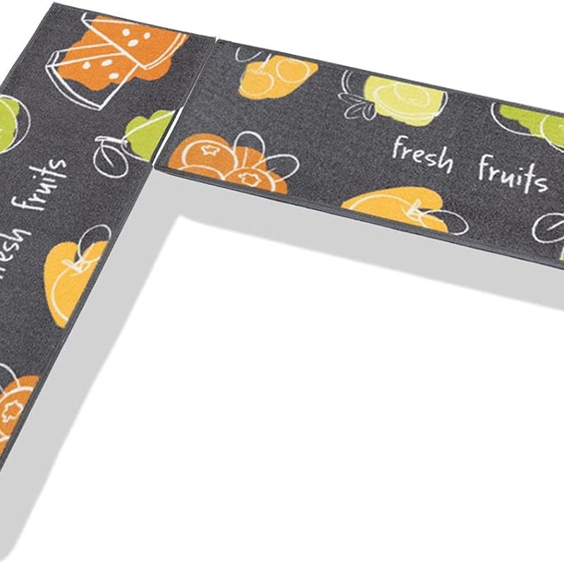 Zestaw 2 mat kuchennych, łazienkowych, antypoślizgowych, nadających się do prania w pralce, mat podłogowych do kuchni (wzór świeżych owoców)