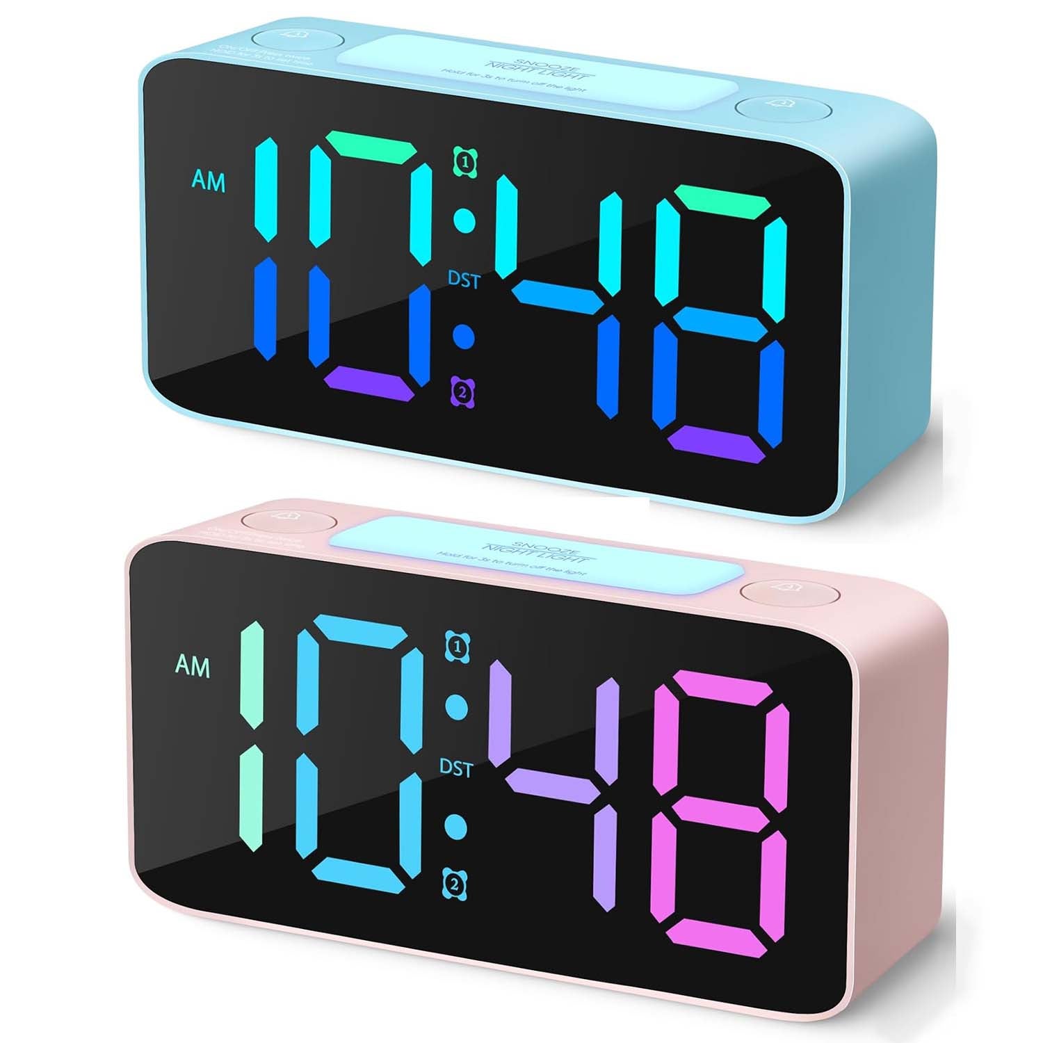2x Lampka nocna LED RGB, wielokolorowa, dla dzieci i dorosłych, lampka stołowa do pokoju, prezent i oświetlenie nocne – różowy + niebieski