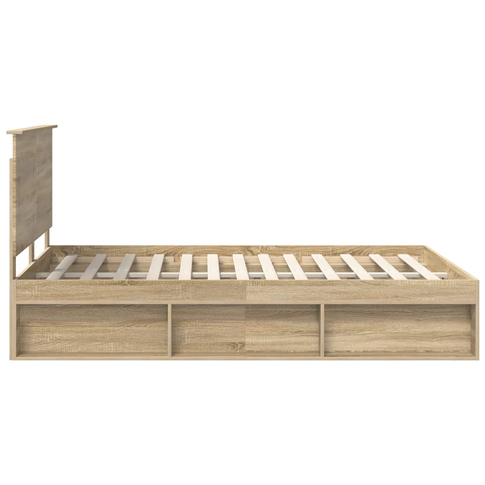 Cadre de lit uni chêne en bois de pin massif pour la chambre, 150 × 200 cm - 8