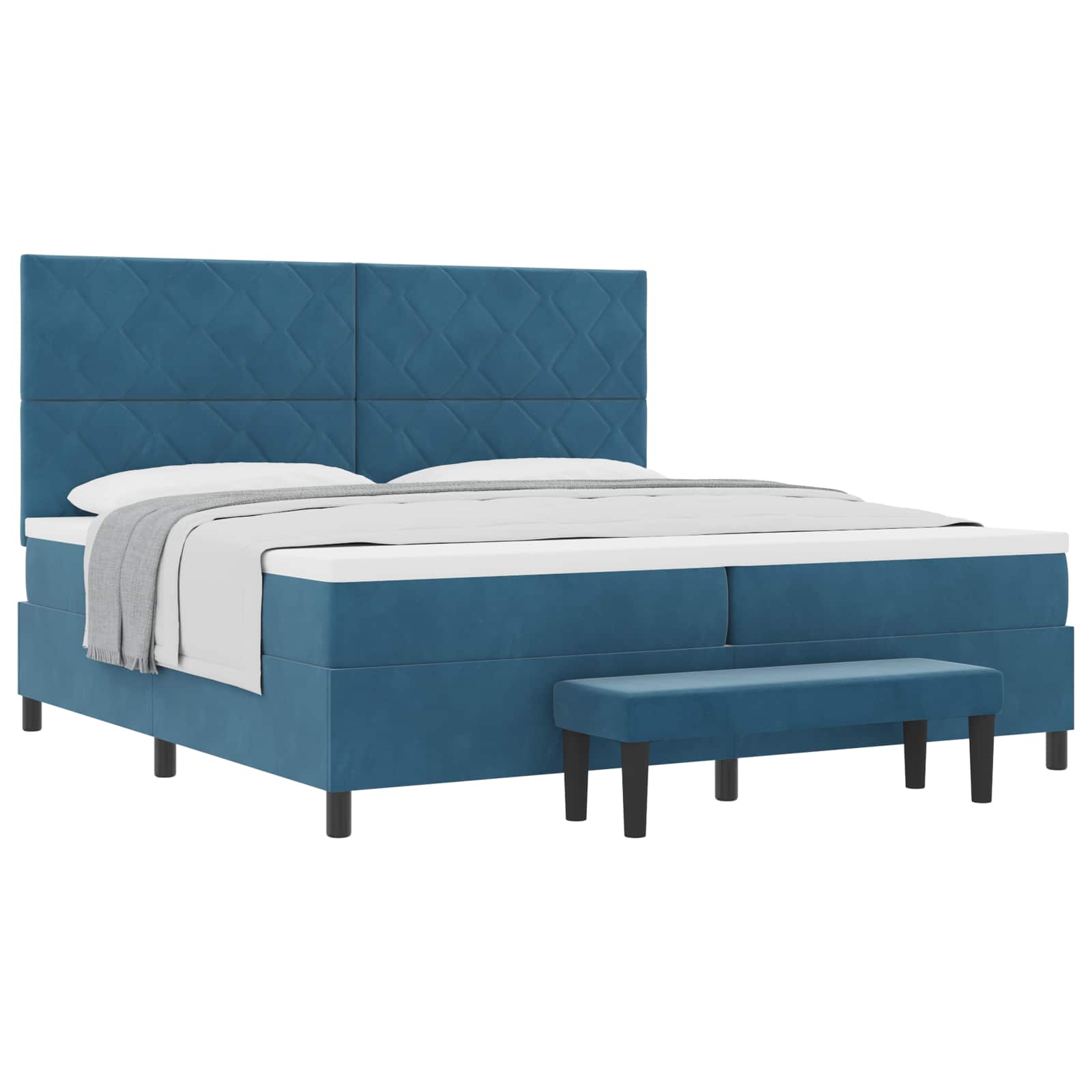 Cama tipo Box Spring Azul oscuro 200 x 200 cm Terciopelo | Leroy Merlin
