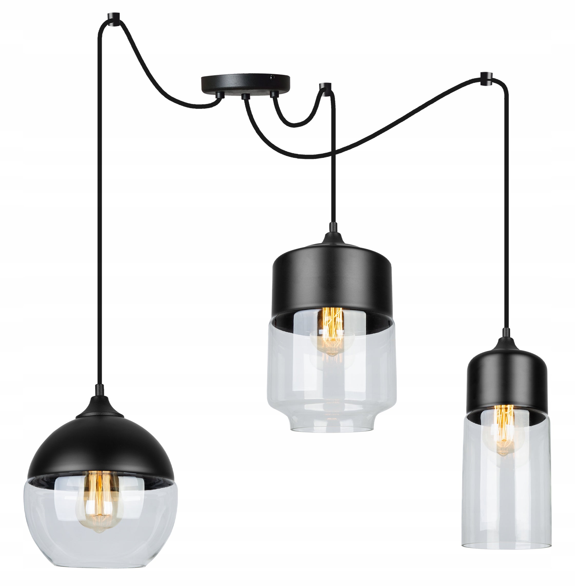 Lampa sufitowa wisząca Spider Oslo elegance 3xE27 abażur różnokształtny transparentny Light Home LH
