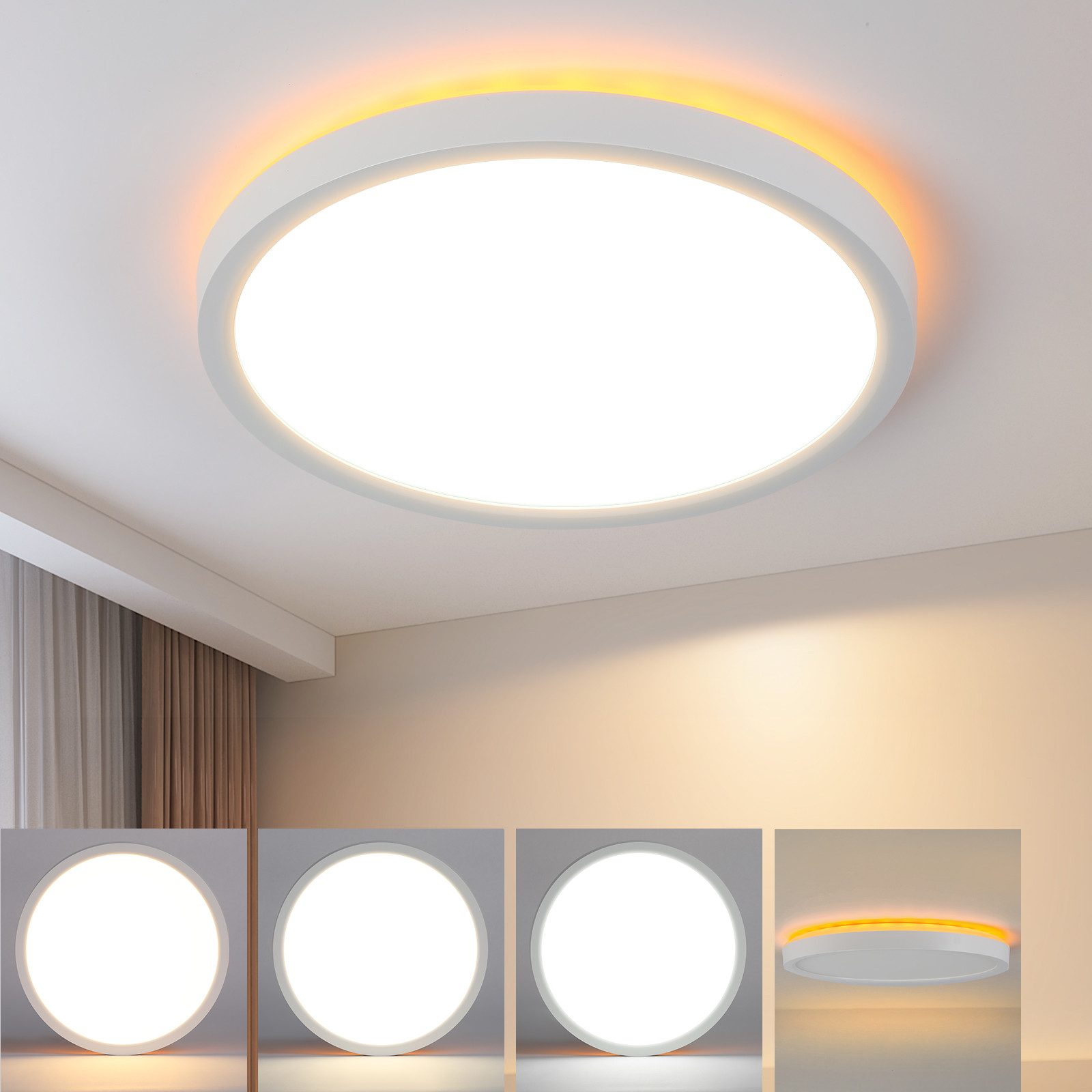 NETTLIFE Lampa sufitowa LED Czarna płaska 22 cm 18 W Ściemniana Do Sypialni Kuchni 3000 K - 6500 K