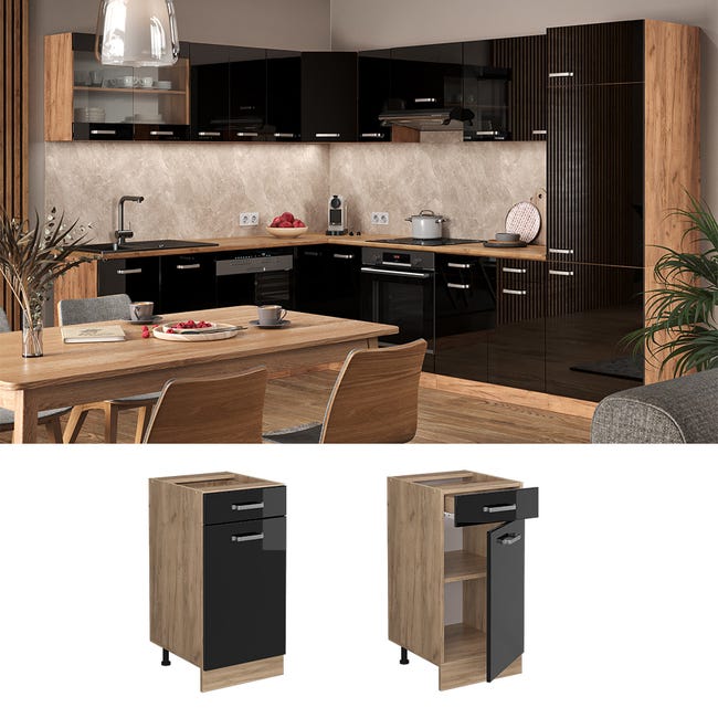 Vicco Meuble de cuisine haut vitré Anthracite Haute brillance Vicco Meuble de cuisine haut vitré Anthracite Haute brillance