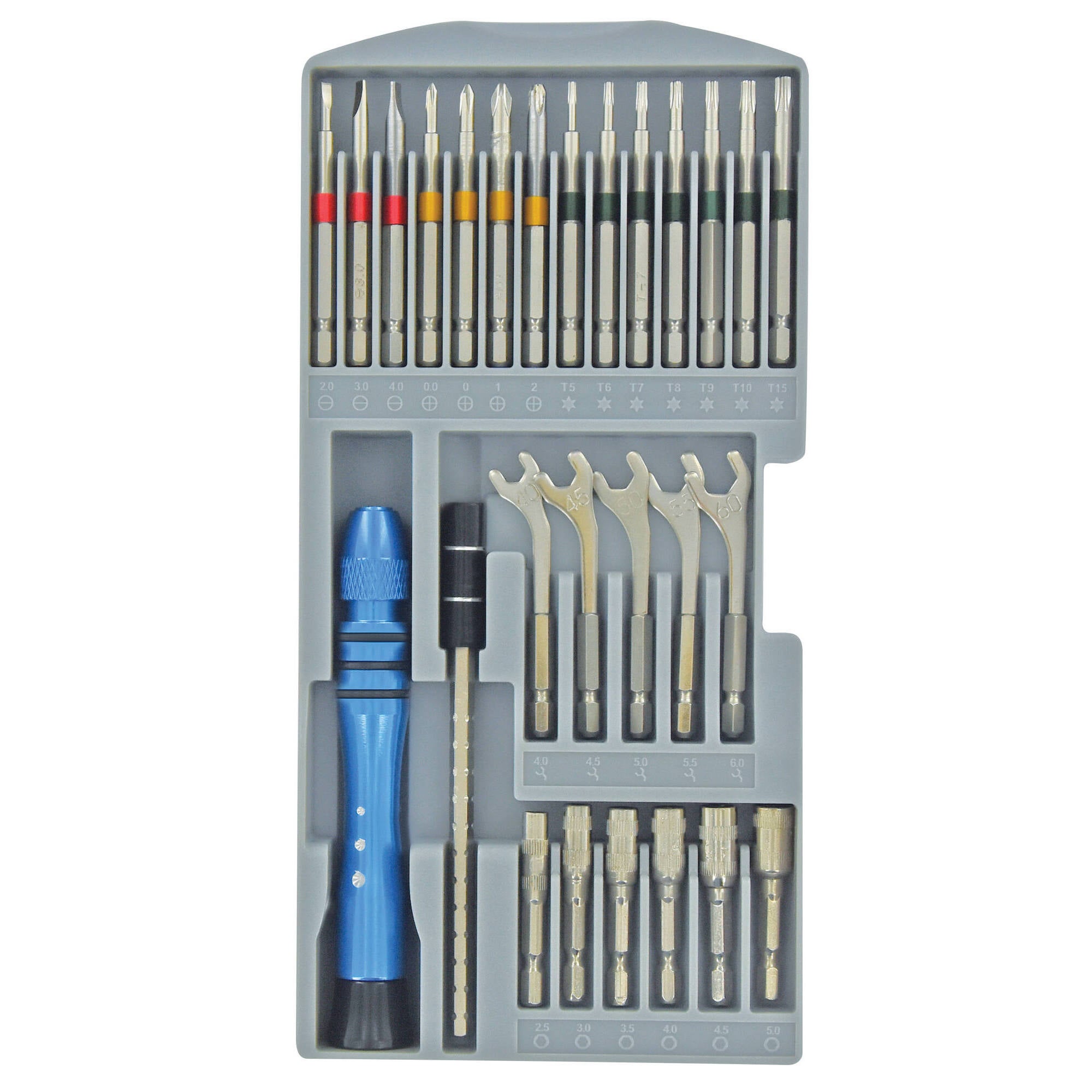 Tivoly • Coffret 27 pièces -14 embouts maquettisme + 5 clés + 6 noix de serrage + 1 rallonge + 1 porte-embout -PRECISION - 4