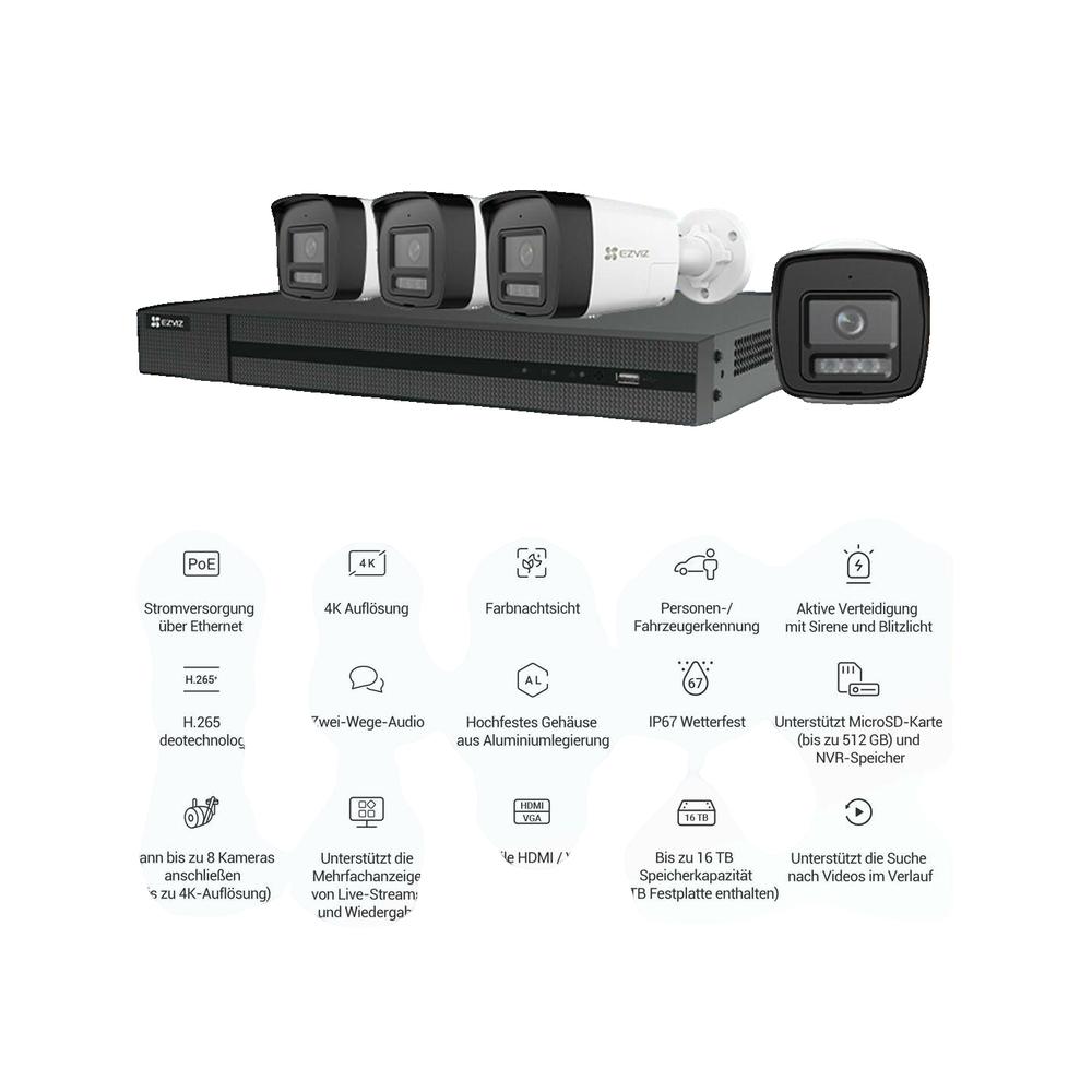 Ezviz Kit X5K Kit de sécurité 1x NVR X5K 8CH 4x Caméras PoE H3K - 2