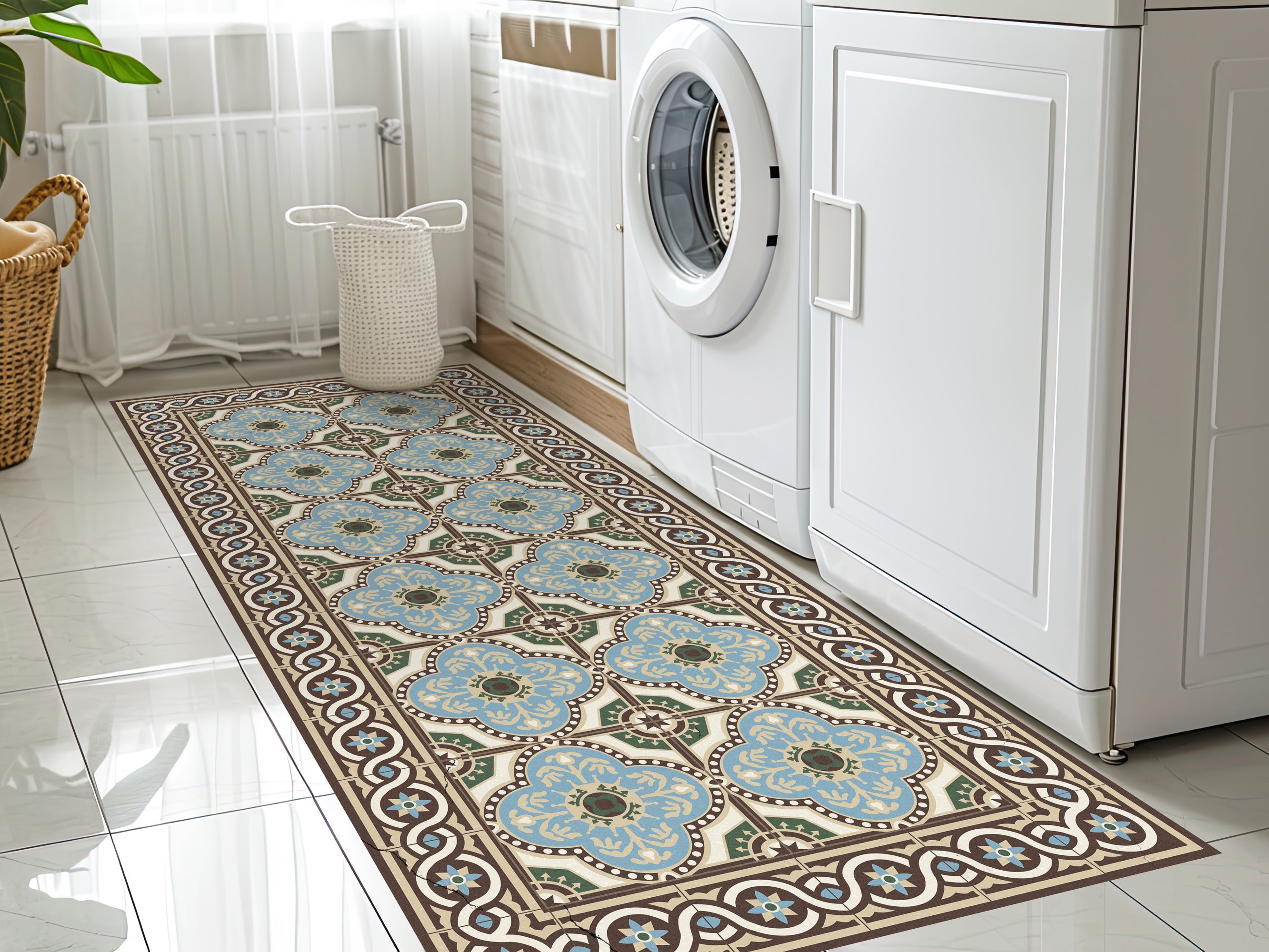 Tapis antidérapant en vinyle Diva 50x140 cm - PVC imprimé, lavable, ignifuge, pour le salon et la cuisine - 4