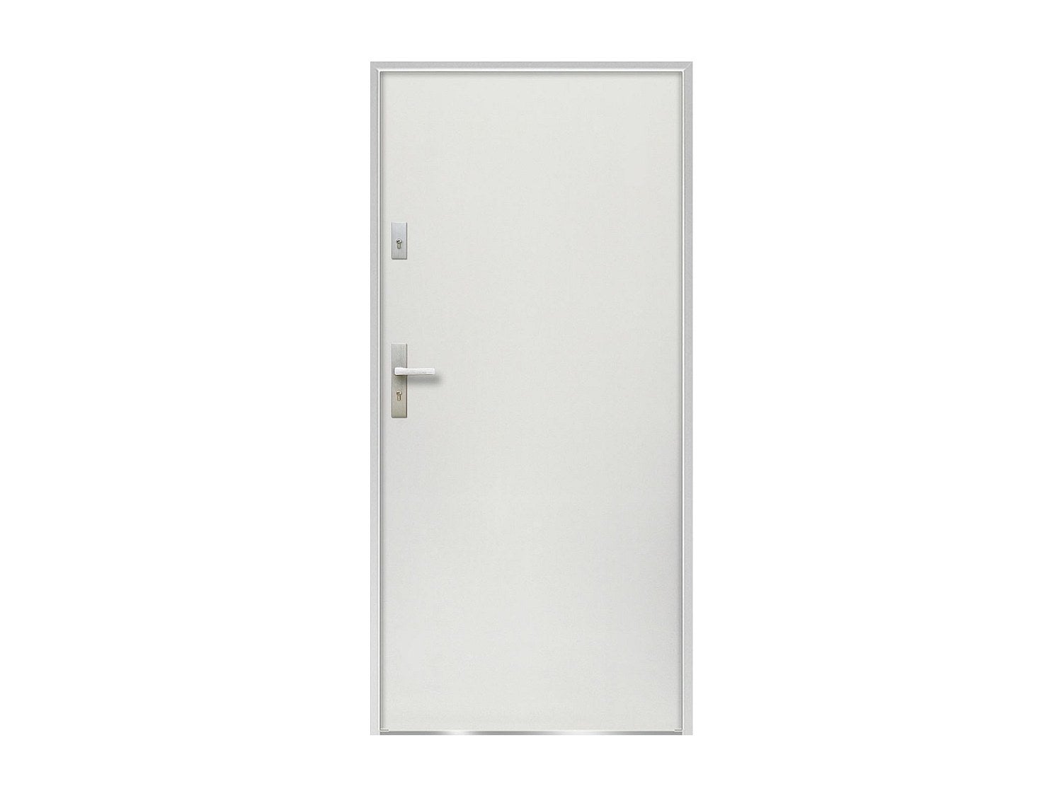 Drzwi wejściowe ze stali, pełne, 207&amp;nbsp;×&amp;nbsp;100 cm (wys. × szer.), kolor biały – skrzydło prawe - AGUEDA