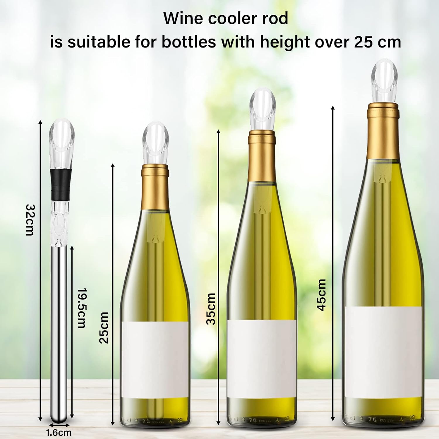 Rafraichisseur de Bouteille de Vin Bâton, Refroidisseur de Bouteille en Acier Inoxydable, kit d'accessoires pour vin blanc et vin rouge - 2