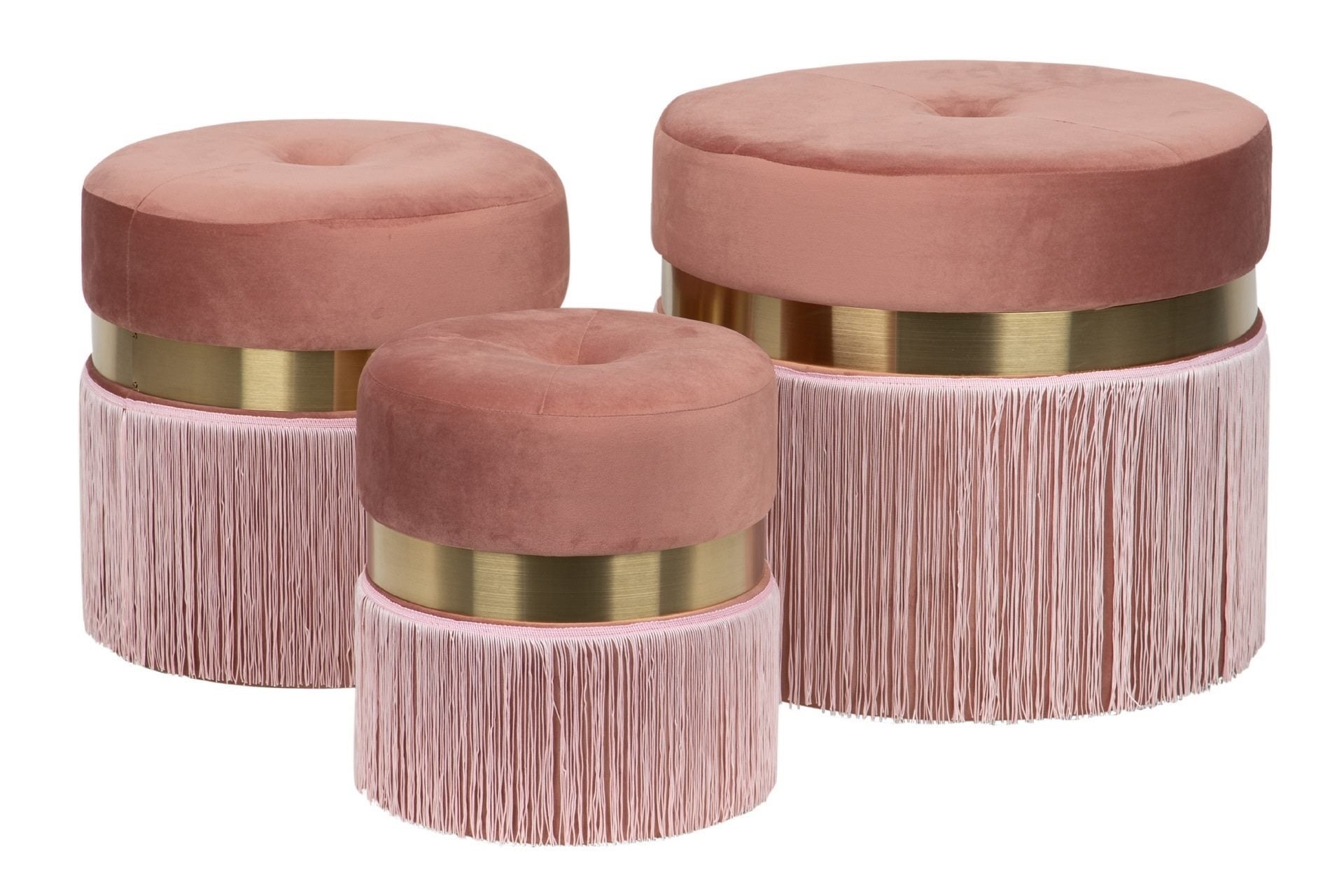 Set 3 Puffs Velvet 50x50x46 40x40x41 30x30x38cm | Leroy Merlin