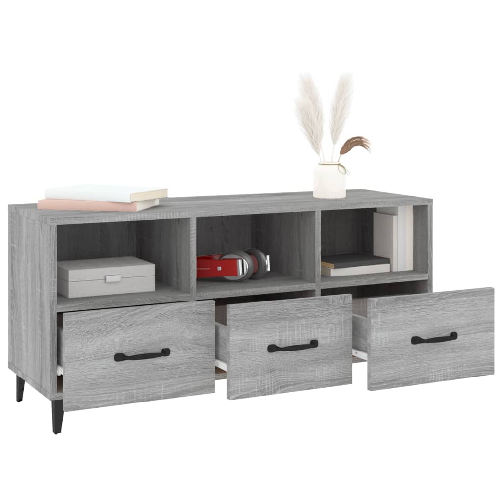 vidaXL Meuble TV Sonoma gris 102x35x50 cm Bois d'ingénierie - 4