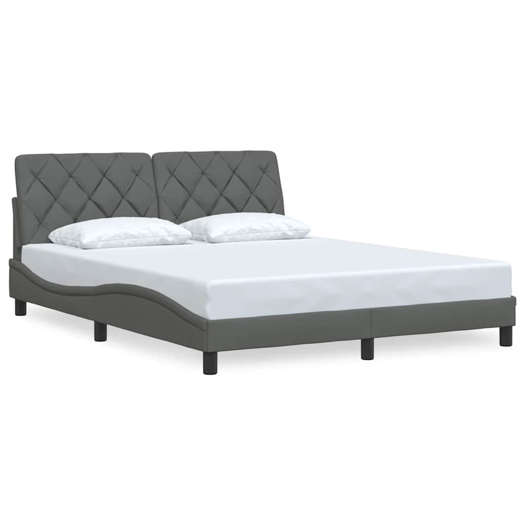 Cadre de lit sans matelas gris foncé 160 x 200 cm tissu - 2