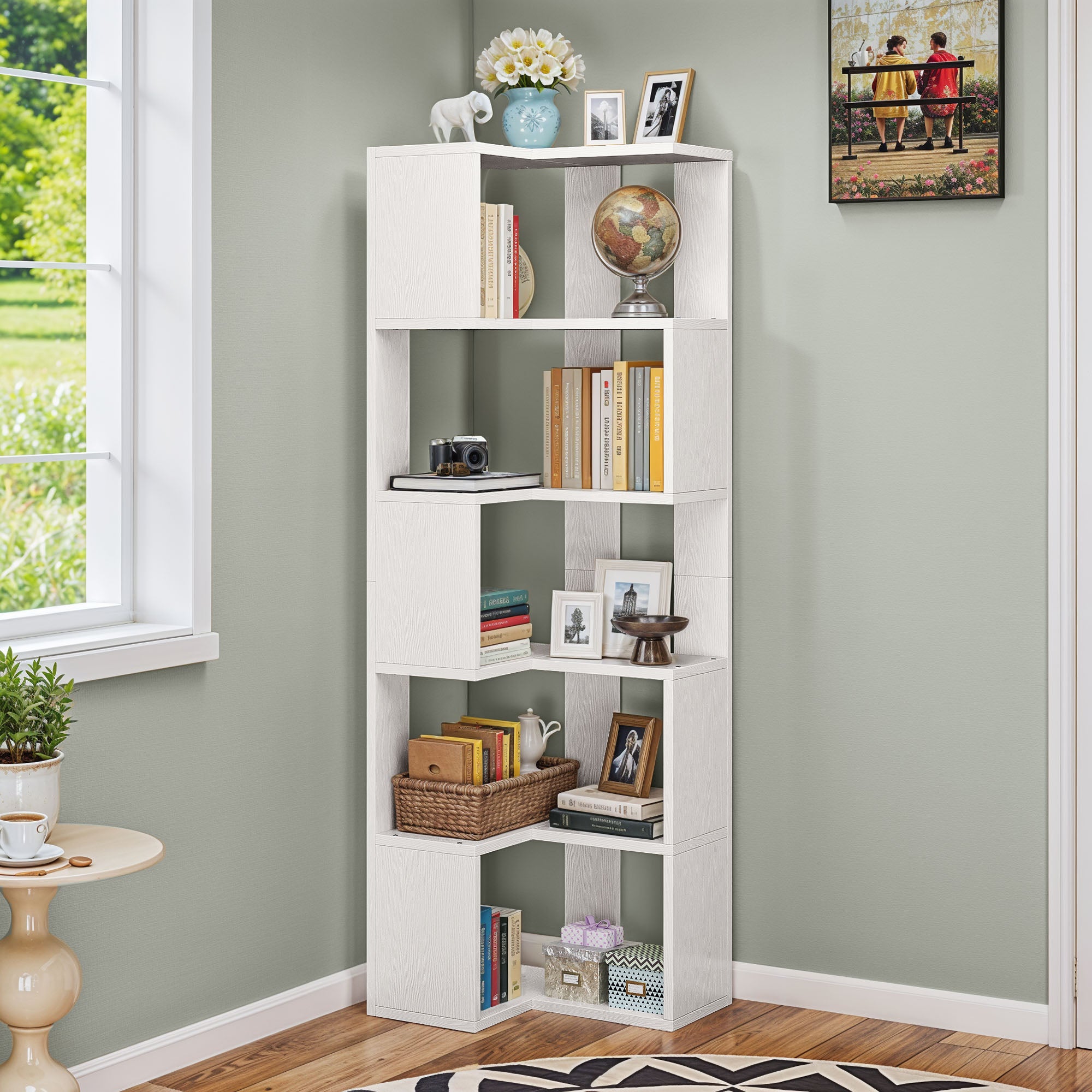 YITAHOME Bibliothèque avec 5 étagères - Autoportante - Chambre à Coucher - 54 x 40cm - Blanc - 3