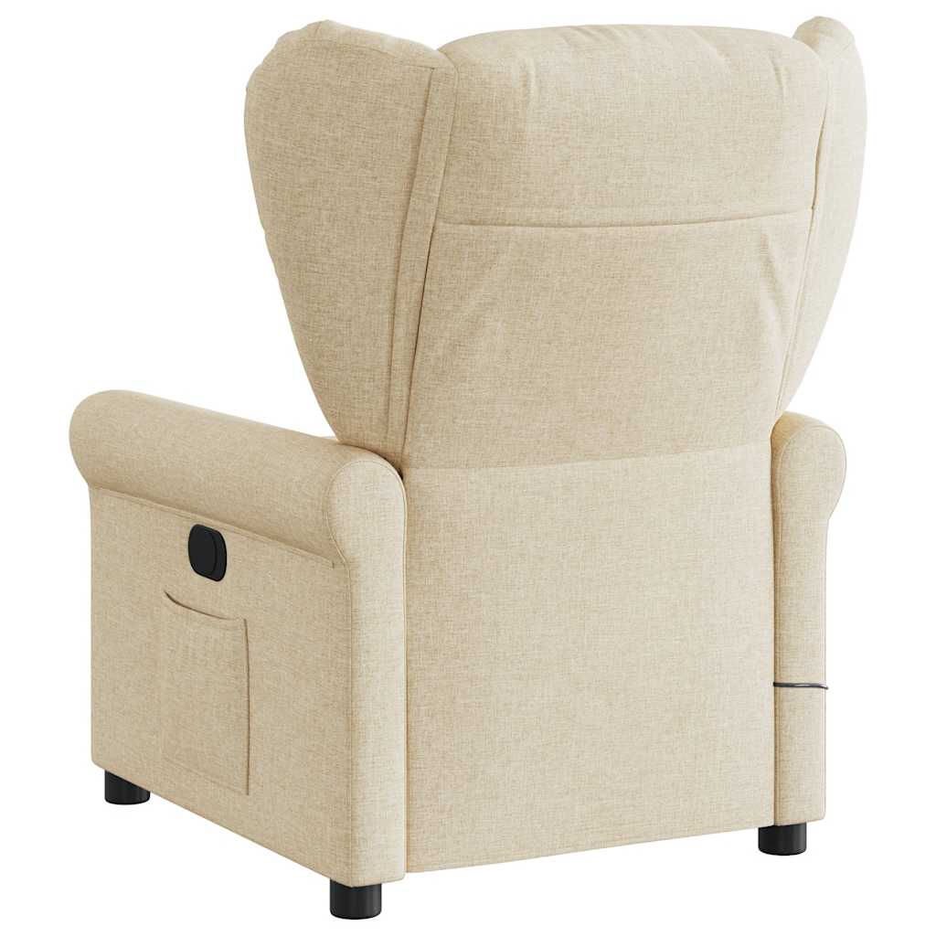 Fauteuil inclinable de massage | Fauteuil de relaxation | Chaise de relaxation électrique crème tissu CFW129224 - 6