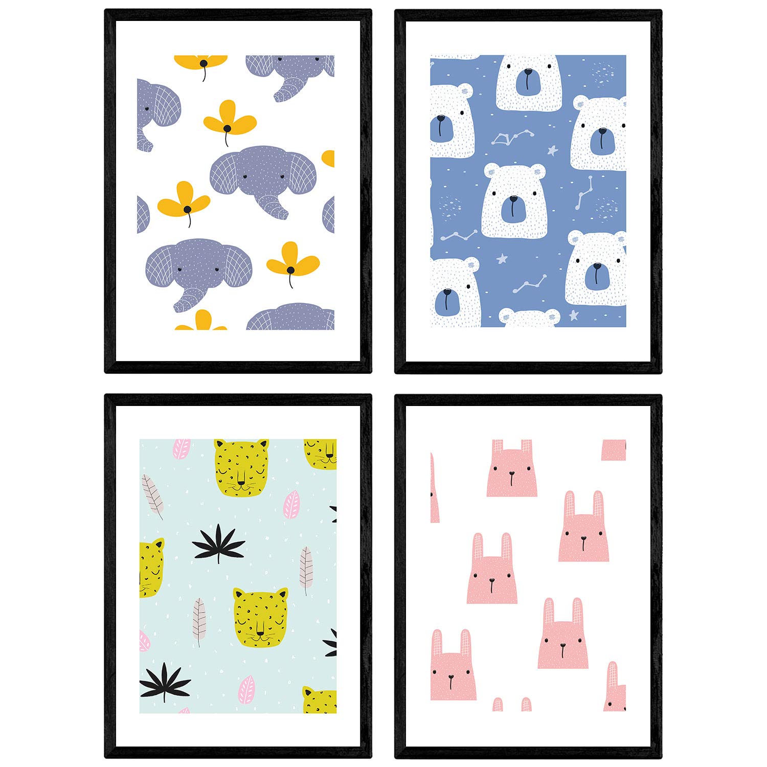 Poster de estampado animales bebe. lamina de animales para ninos. sin marco - a4