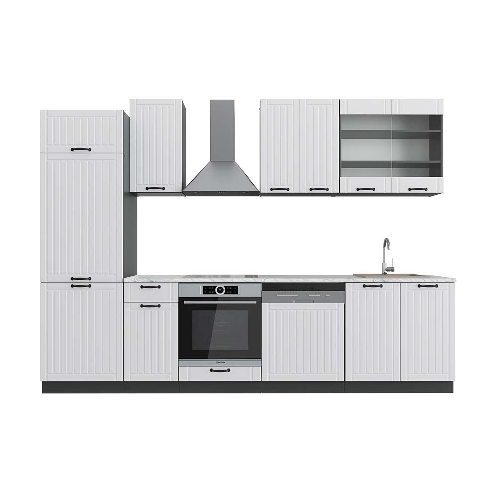 Vicco Cuisine Fame-Line, Chêne doré/blanc, 300cm avec armoire haute, PT Anthracite | Leroy Merlin Vicco Cuisine Fame-Line, Chêne doré/blanc, 300cm avec armoire haute, PT Anthracite | Leroy Merlin