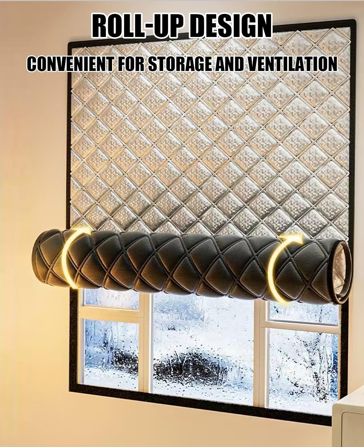 Tendina fonoassorbente 90x150cm, tessuto oscurante 100%, isolamento termico e acustico, tenda avvolgibile per serre, bagni, terrazze. - 3