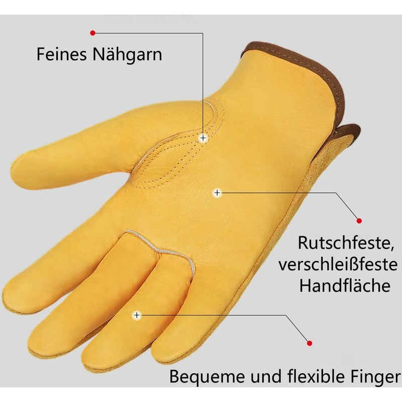Gants de Jardinage en Cuir de Vachette - Flexibles Cuir Gants de Travail - Résistants aux Épines Gants Gants de Soudeur pour Homme et Femme - 4