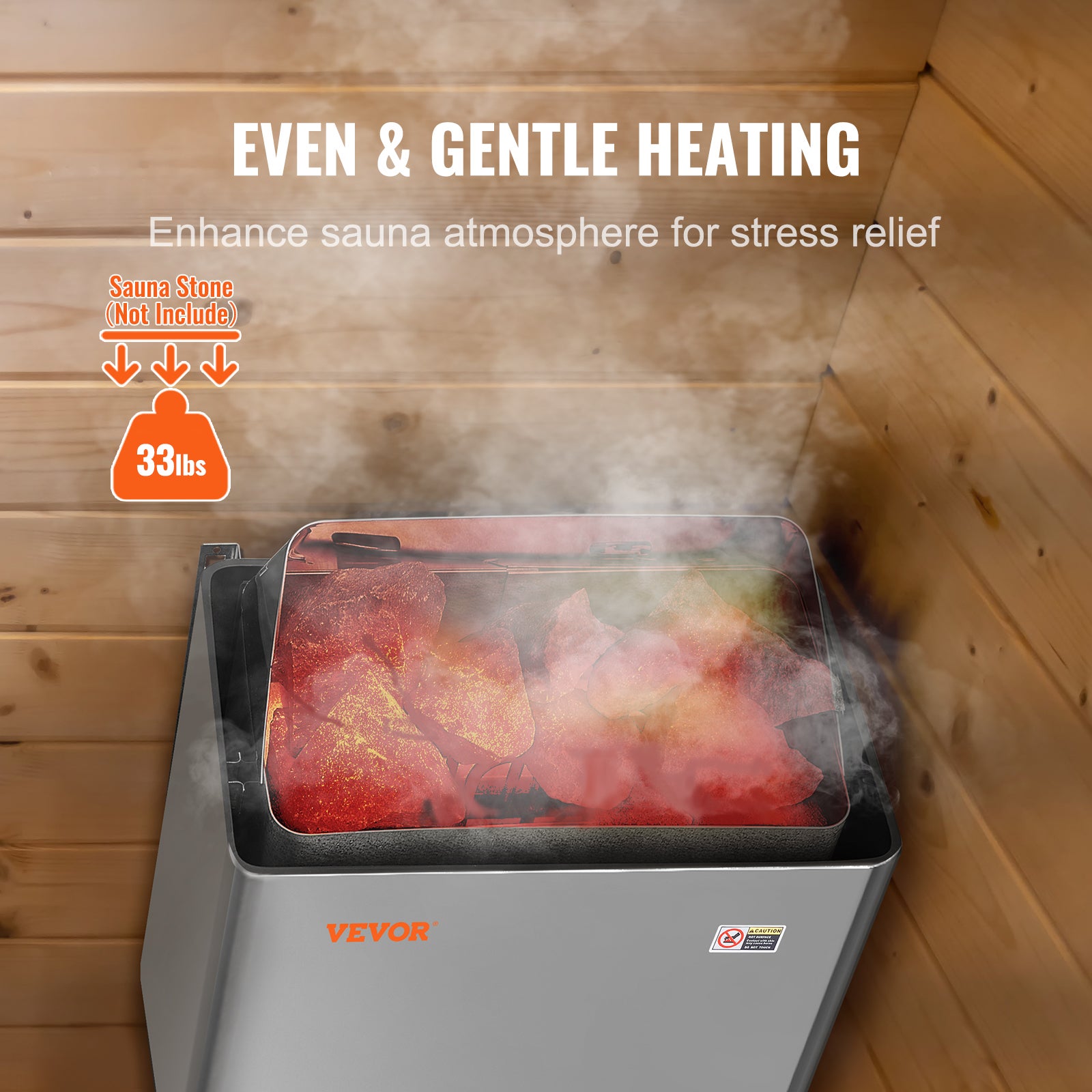 Poêle Sauna Électrique VEVOR, 8 kW, 400 V 3 N, avec Minuterie 3 h, Contrôleur Intégré, 110℃ Max, pour Sauna 8-12 m³, Spa Hôtel, Pierres Non Incluses - 5