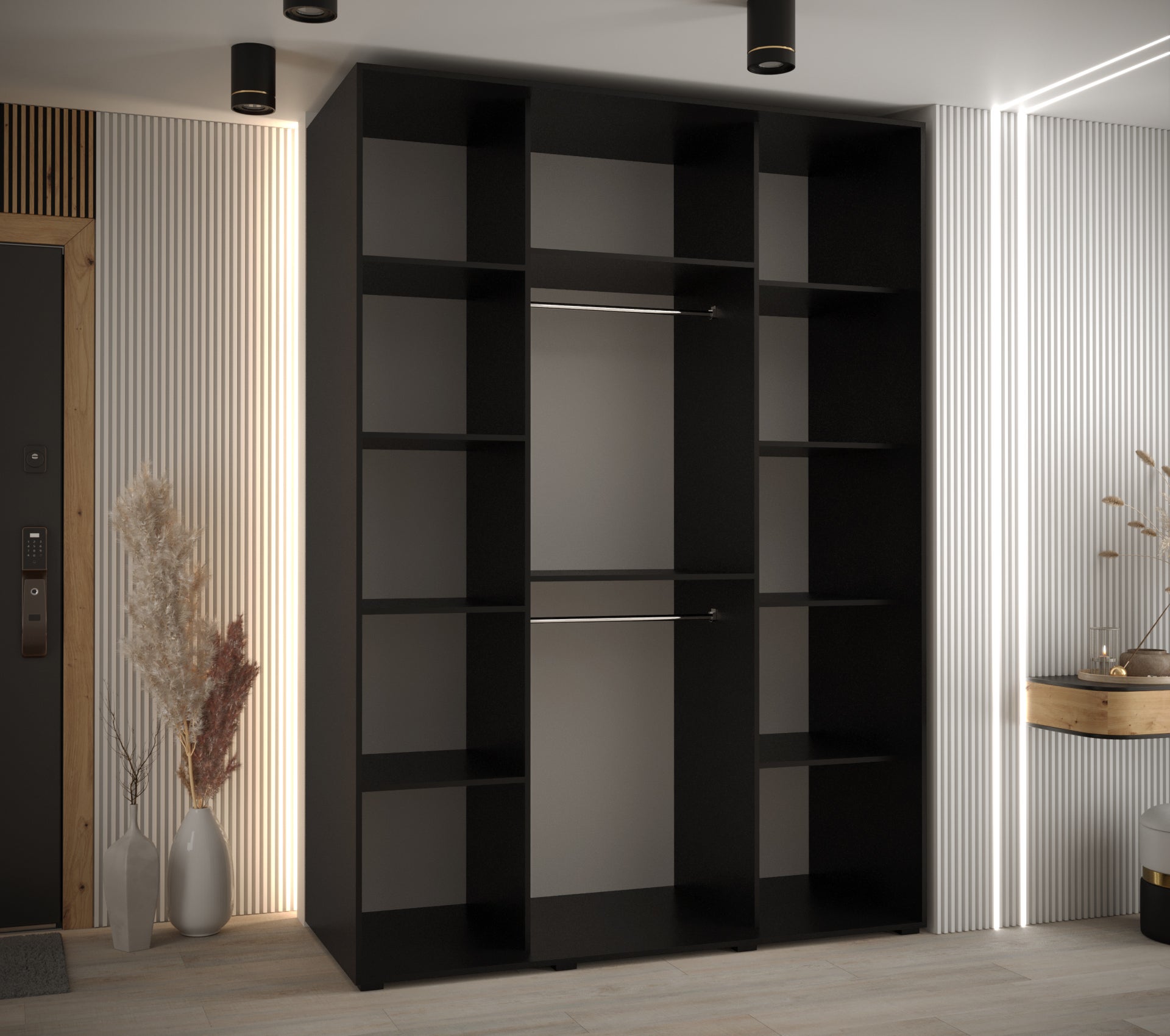 Szafa przesuwna z lustrem wysoka Davos 13 170 x 60 x 235,2 cm czarny + artisan + u. srebrny - Abiks Meble - 4