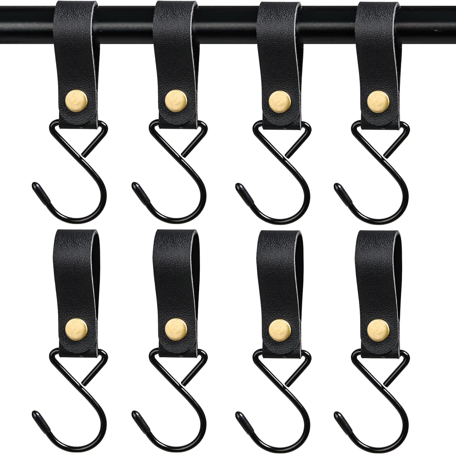 Lot de 8 crochets en S en cuir avec boucle - Crochets métalliques pour Lot de 8 crochets en S en cuir avec boucle - Crochets métalliques pour