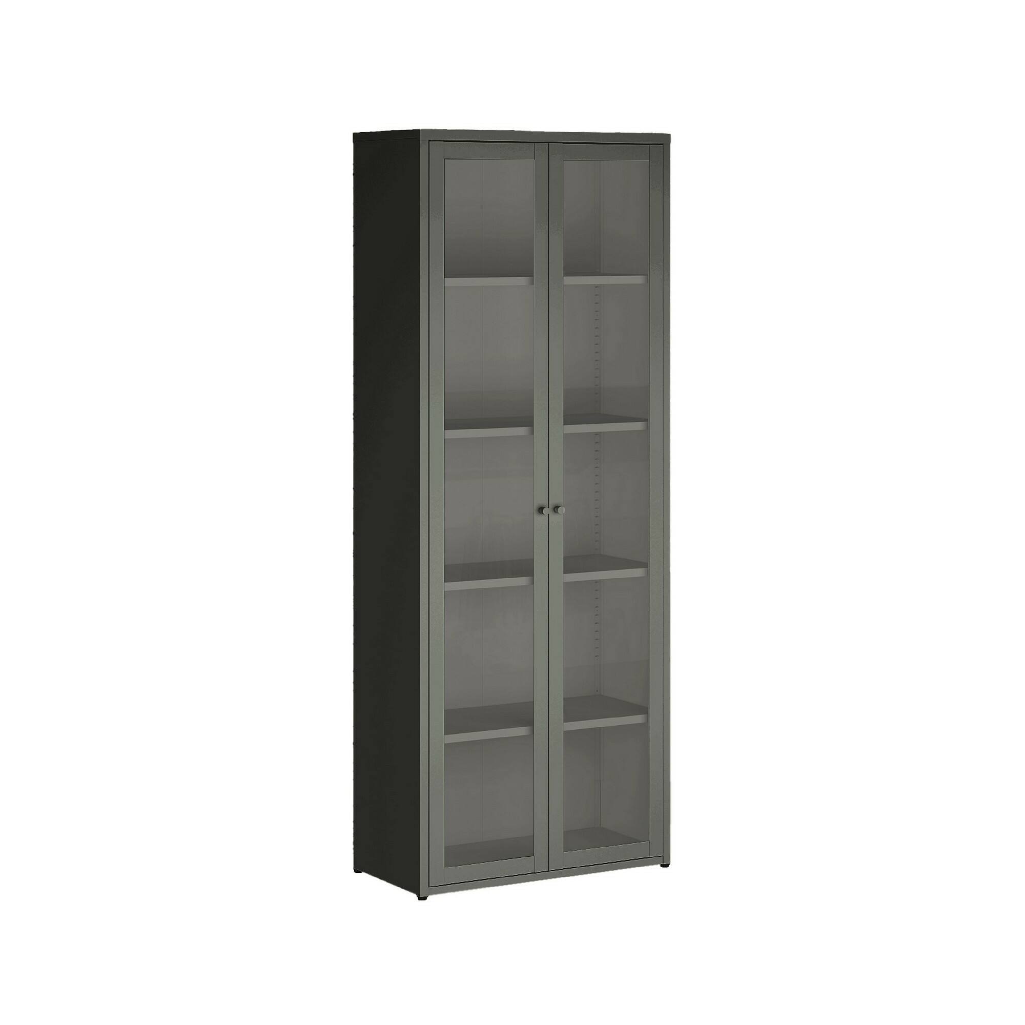 Vetrina Espositiva Dmora Prugna – Credenza Multiuso In Metallo E Vetro, 42x35x160 Cm, Color Panna, Industrial Chic, Carico Max 80 Kg, 3 Vani Interni E Ripiano Esterno