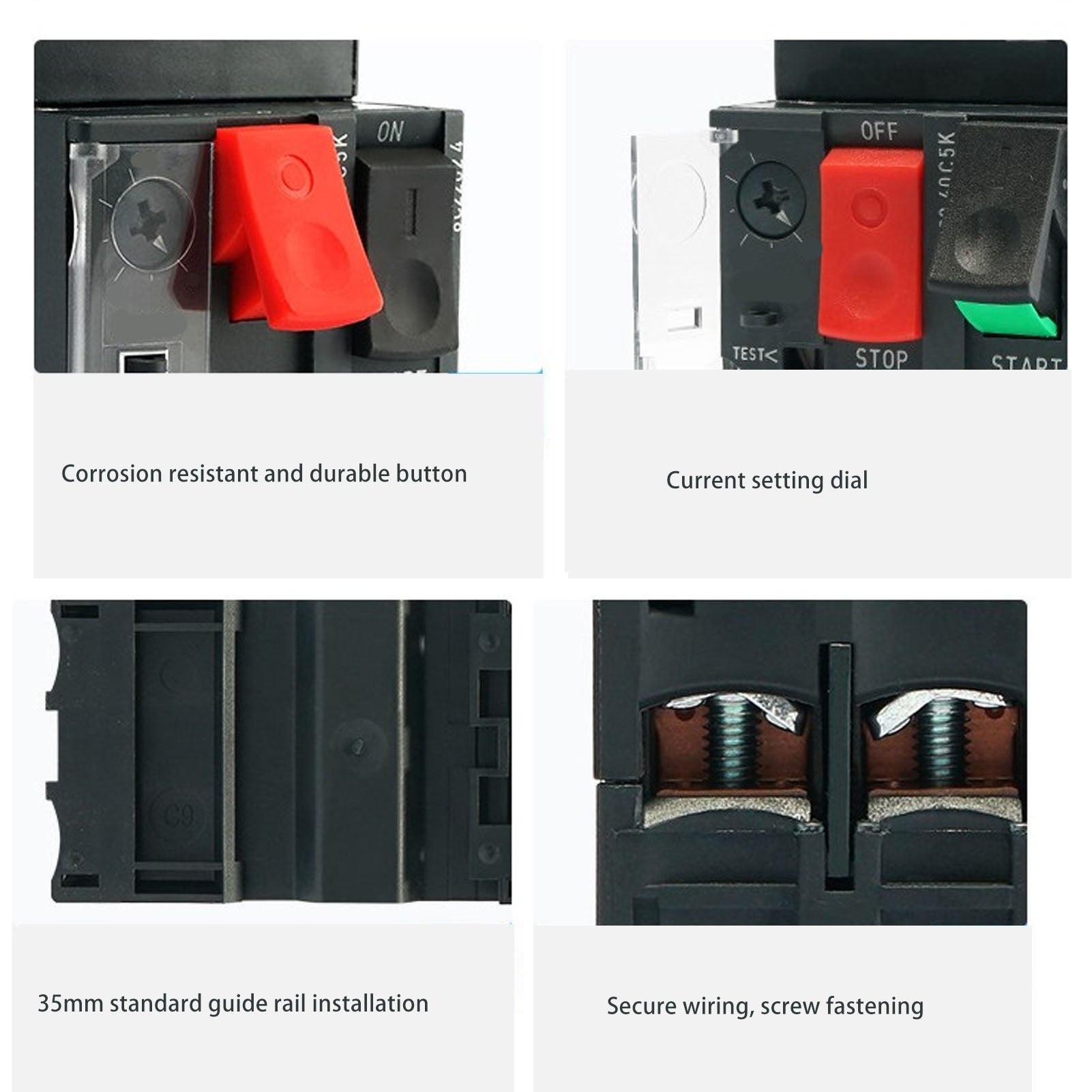 Interruttore automatico per motore da 35 mm, montaggio su guida, tipo termomagnetico, protezione da sovraccarico, CA 690 V, GV2-ME07, 1,6-2,5 A - 7