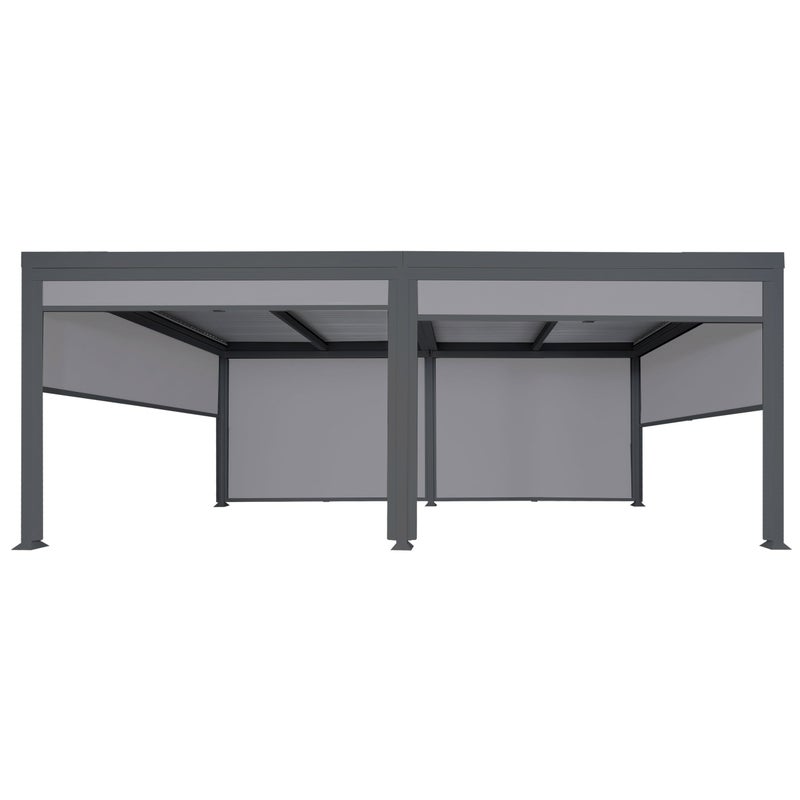 Aluminiowa pergola HWC-L41 z 6-krotną ścianą boczną, pawilon z listew, solidna 8cm metalowa rama 3x6m ~ antracyt