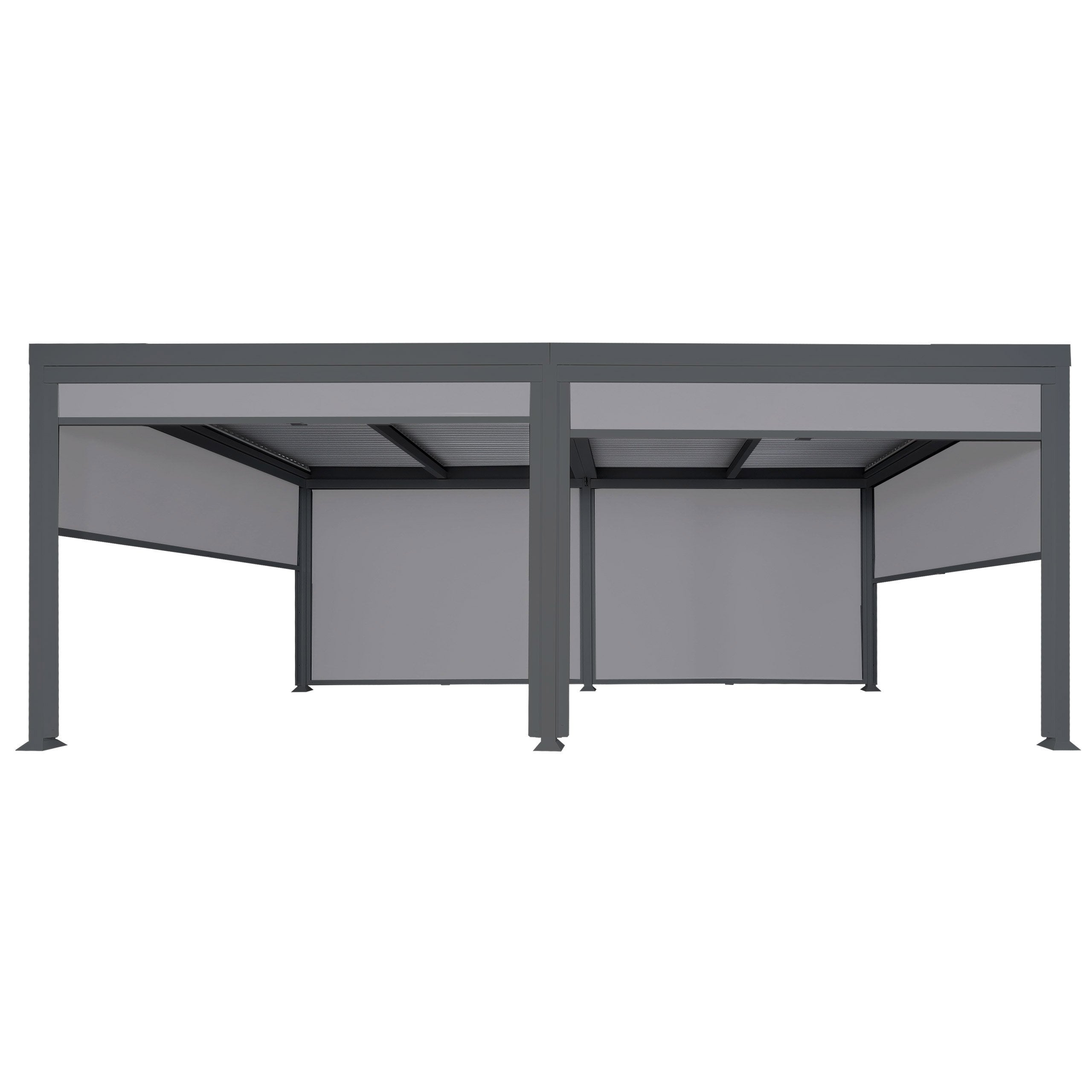 Pergola aluminiowa HWC-L41 z 6 ściankami bocznymi, pawilon z lamelami, stabilna metalowa rama 8 cm 3x6 m ~ antracyt