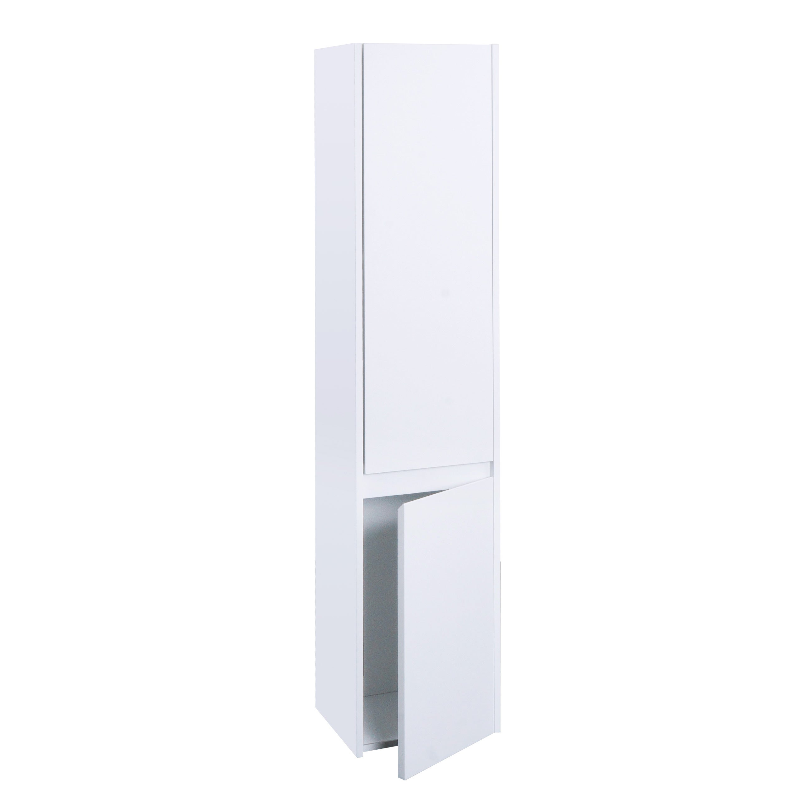 Szafka wisząca HWC-L86, szafka łazienkowa Highboard, szafka wysoka, MVG melamina, 2 drzwi, 3 przegródki, 160 x 33 cm ~ biała