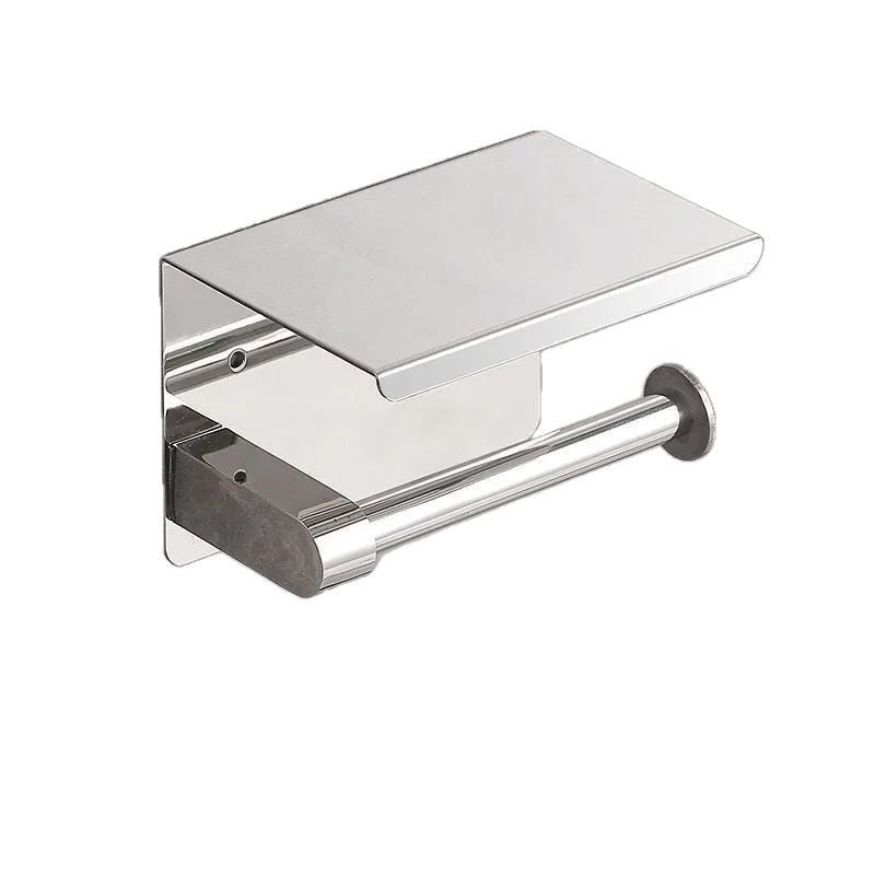 szt. Uchwyt ścienny na papier toaletowy ze szczotkowanej stali nierdzewnej w kolorze srebrnym z półką na telefon komórkowy do łazienki