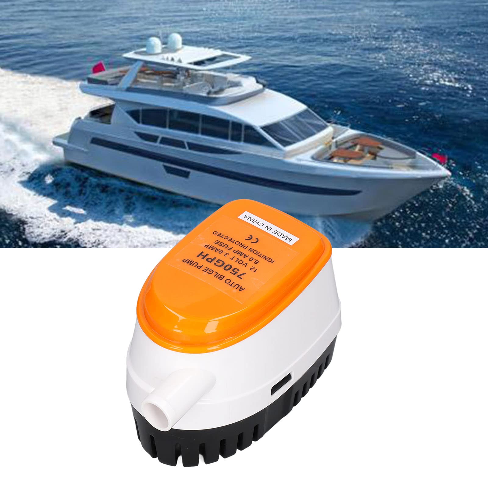 Bomba Sumergible Eléctrica Automática de Achique de Agua Mini 750GPH 12V con Interruptor de Flotador Trabajo Eficiente para Drenaje de Emcion - 4