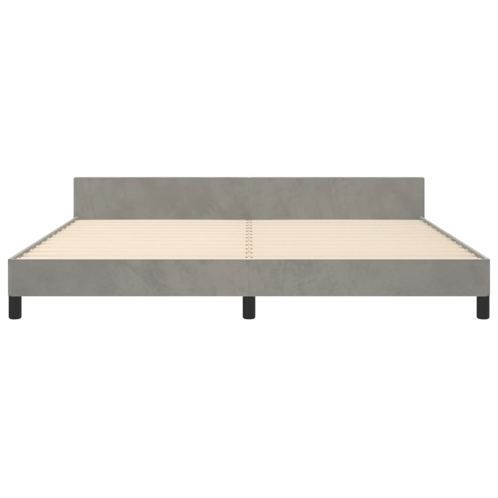 Cadre de lit sans matelas en velours gris clair pour la chambre, 200 × 200 cm - 6