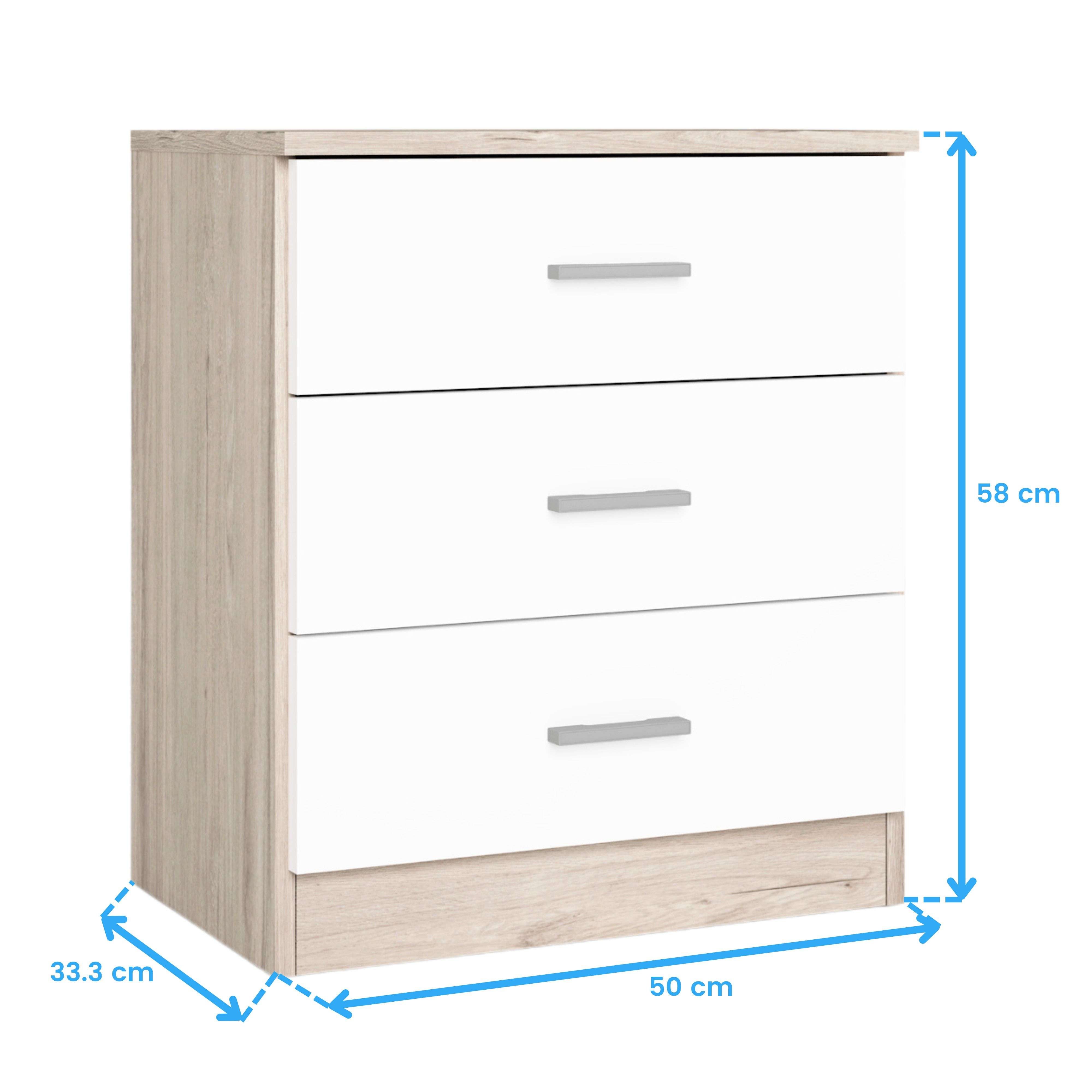 Mesita de noche tres cajones Couple Sahara - Blanco Mate - 9