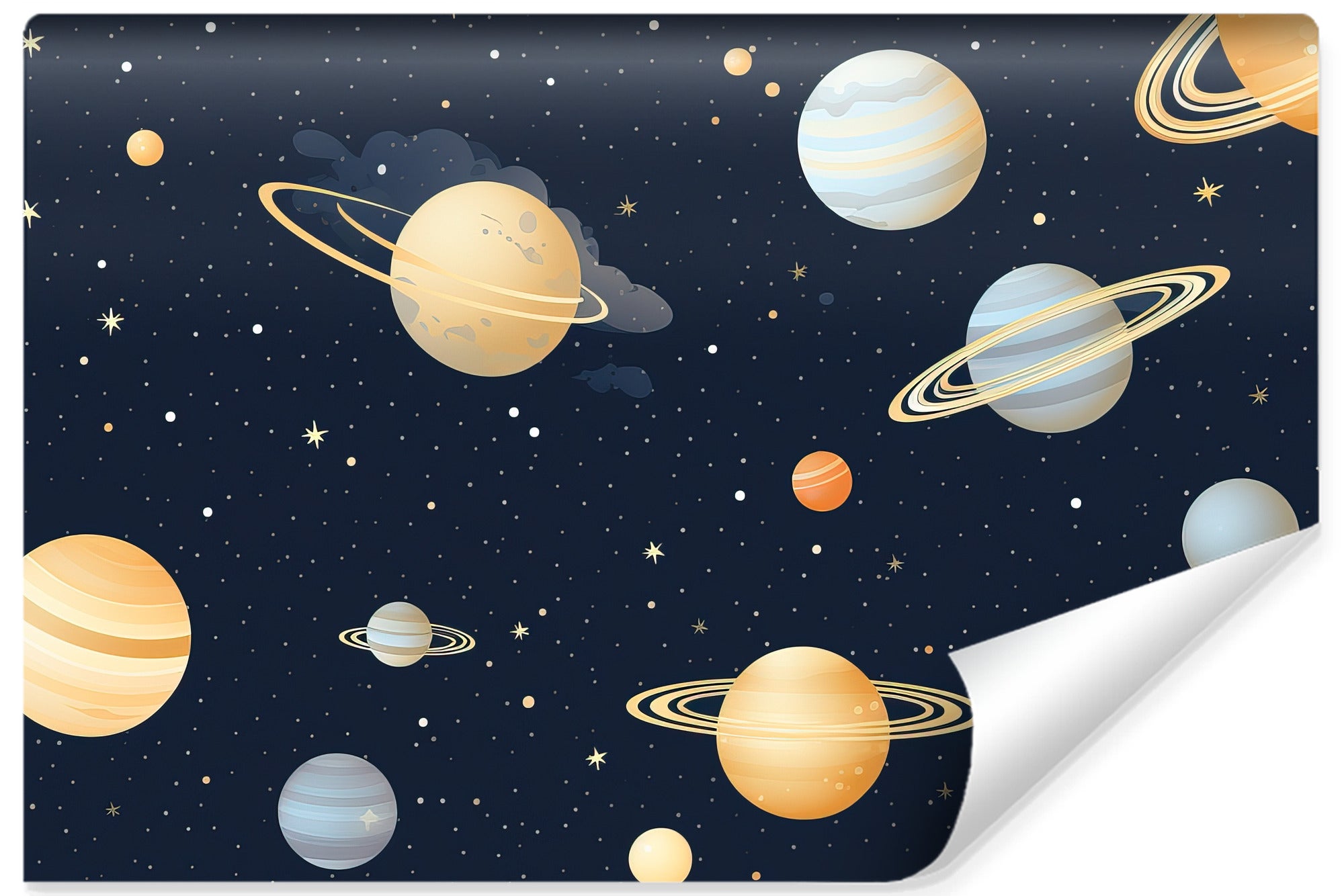 Papel pintado fotografico no tejido para habitación infantil planetas cosmos estrellas 520cm x 318cm