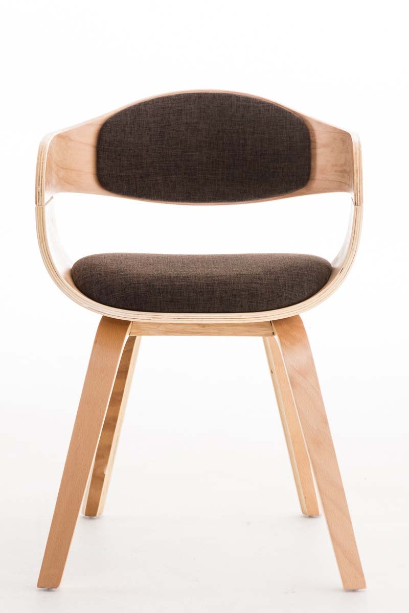 Chaise de bureau sans roulettes visiteur en tissu et bois design retro et confort maximal naturel et marron BUR10539 - 2