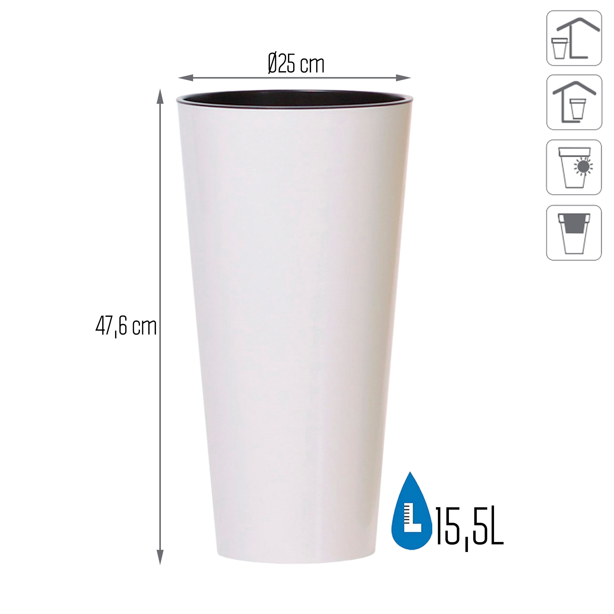 Pote TUBUS SLIM 15,5L., dimensões (mm) 250x250x476, cor Branco - 3