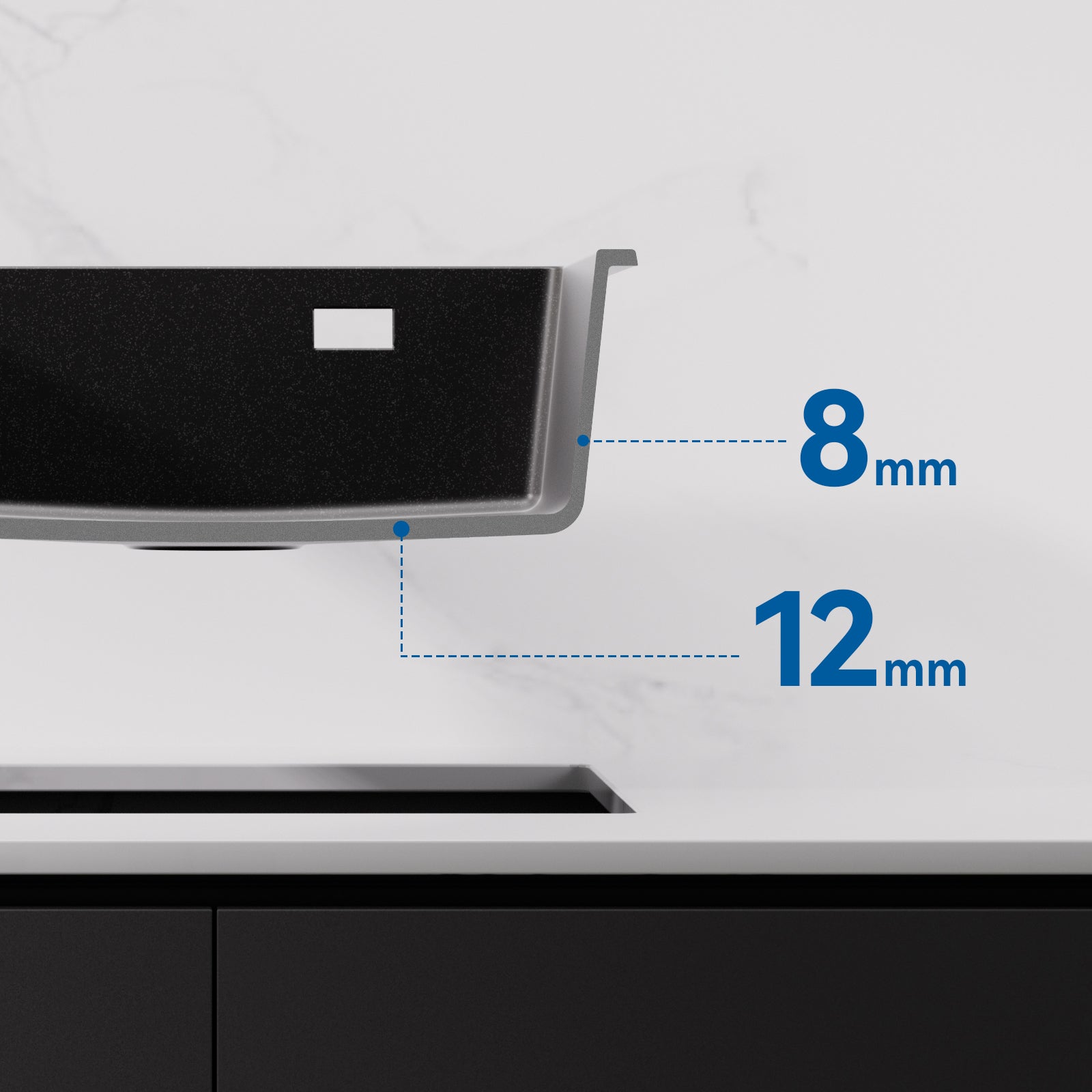 Évier Cuisine en Granit 55*45*20cm, Eveir 1 Bac Kit de Vidage, Évier Cuisine Encastré, Noir evier a poser - 9