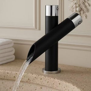 Rubinetto Lavabo A Cascata Cromato - Miscelatore Monocomando Con Tirante - Universale Per Bagno - Acciaio Inox 304