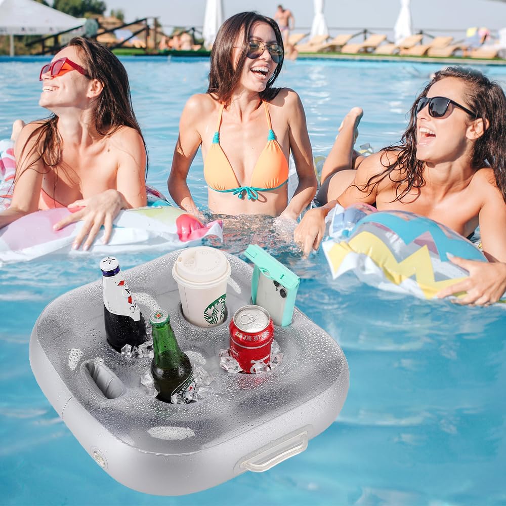 Porte-Gobelets Gonflable avec 6 Trous, Porte Verre Piscine Gonflable Support Plateau Gonflable De Boisson Flottante Bar Flottant Piscine - 2