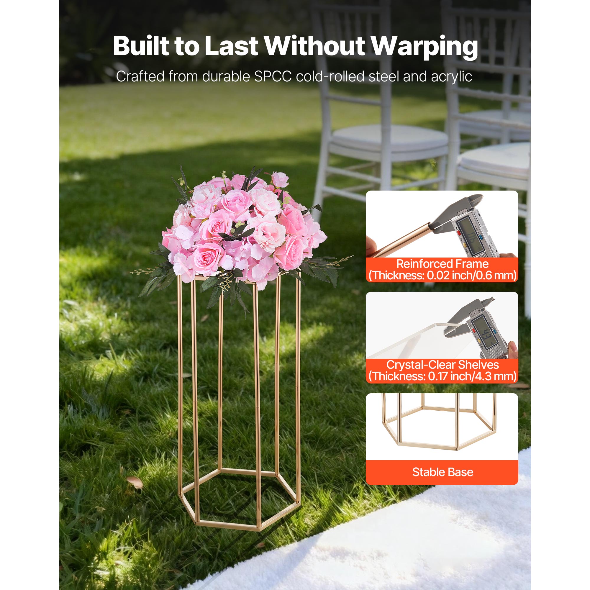 Lot de 10 colonnes SucceBuy pour fleurs de mariage, support floral hexagonal cubique de 60 cm, ideal pour centres de table, fetes, anniversaires - 3