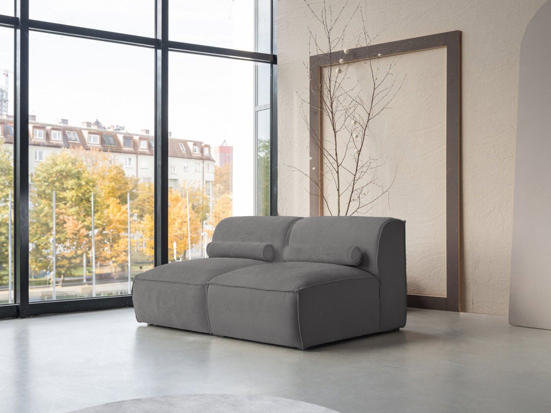 Canapé modulable 2 places en tissu texturé gris foncé - FELIX - Best ...