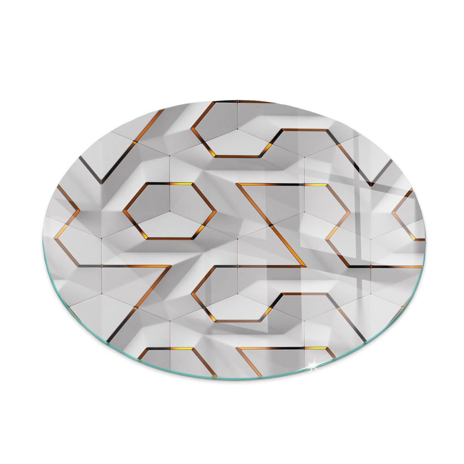 Szklana podkładka pod kominek ze szkła hartowanego - fi 80 cm - Geometryczny wzór 3D - TULUP