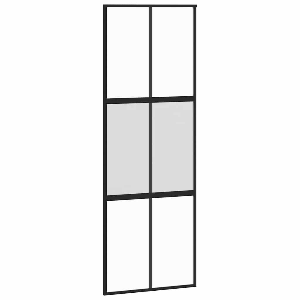 Puerta corredera con herrajes negro 76x205 cm vidrio templado vidaXL - 4