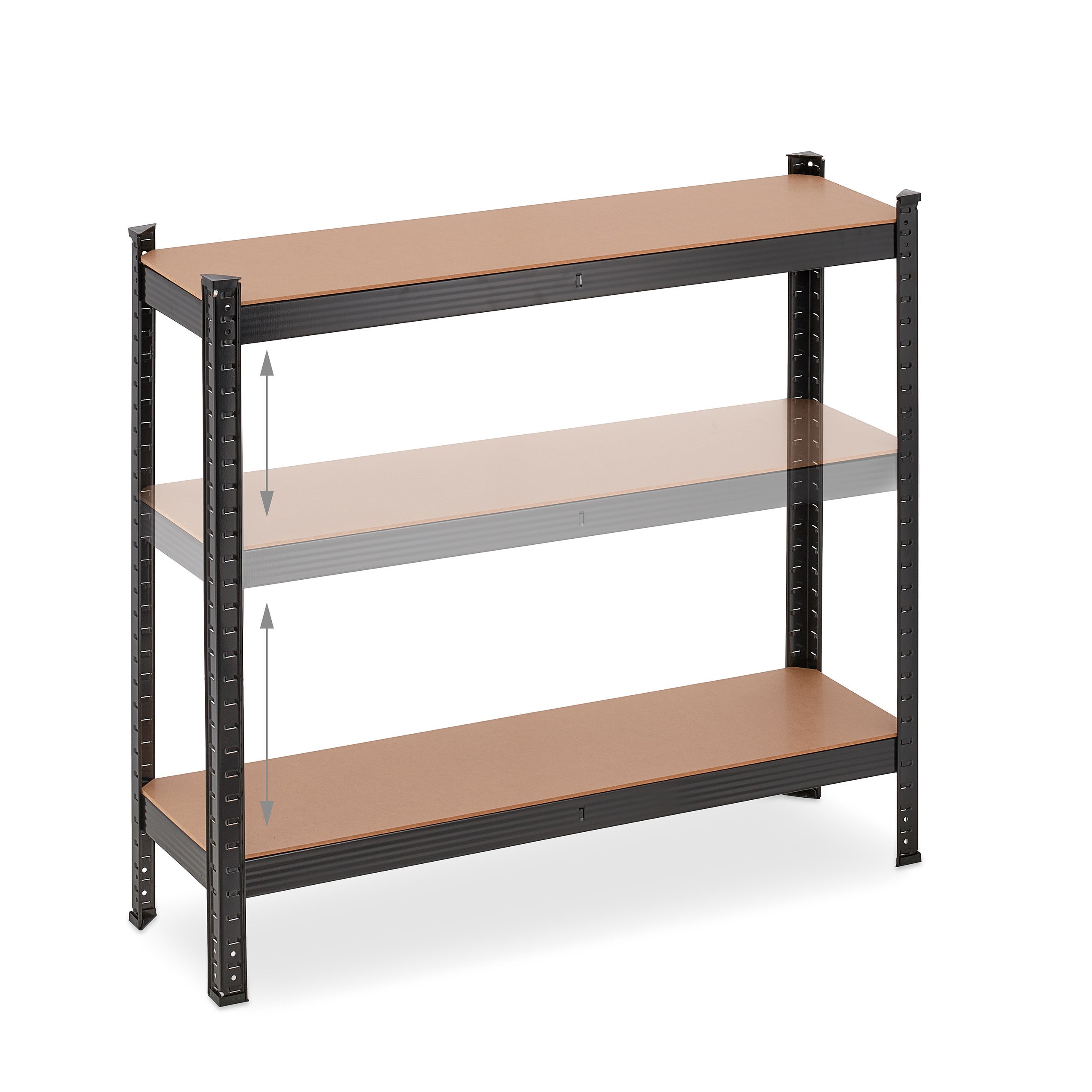 Étagère métallique de charge lourde, 5 niveaux, 180 x 100 x 30 cm, capacité de 1 250 kg, pour cave et garage, noire, Relaxdays - 7