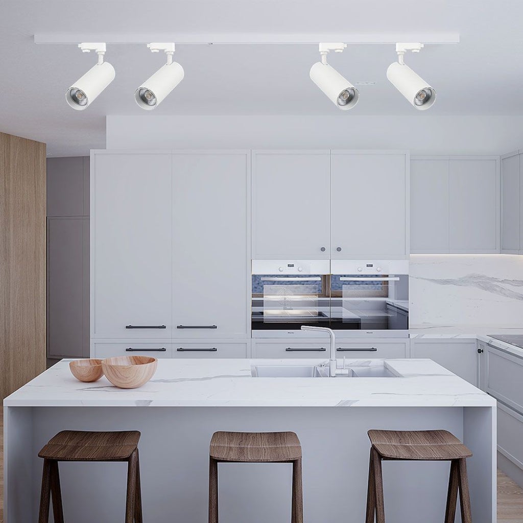 Faretto LED Binario Trifase 30W - Bianco Naturale 4000K, 2400 Lumen, Alluminio E PC - Foto 2