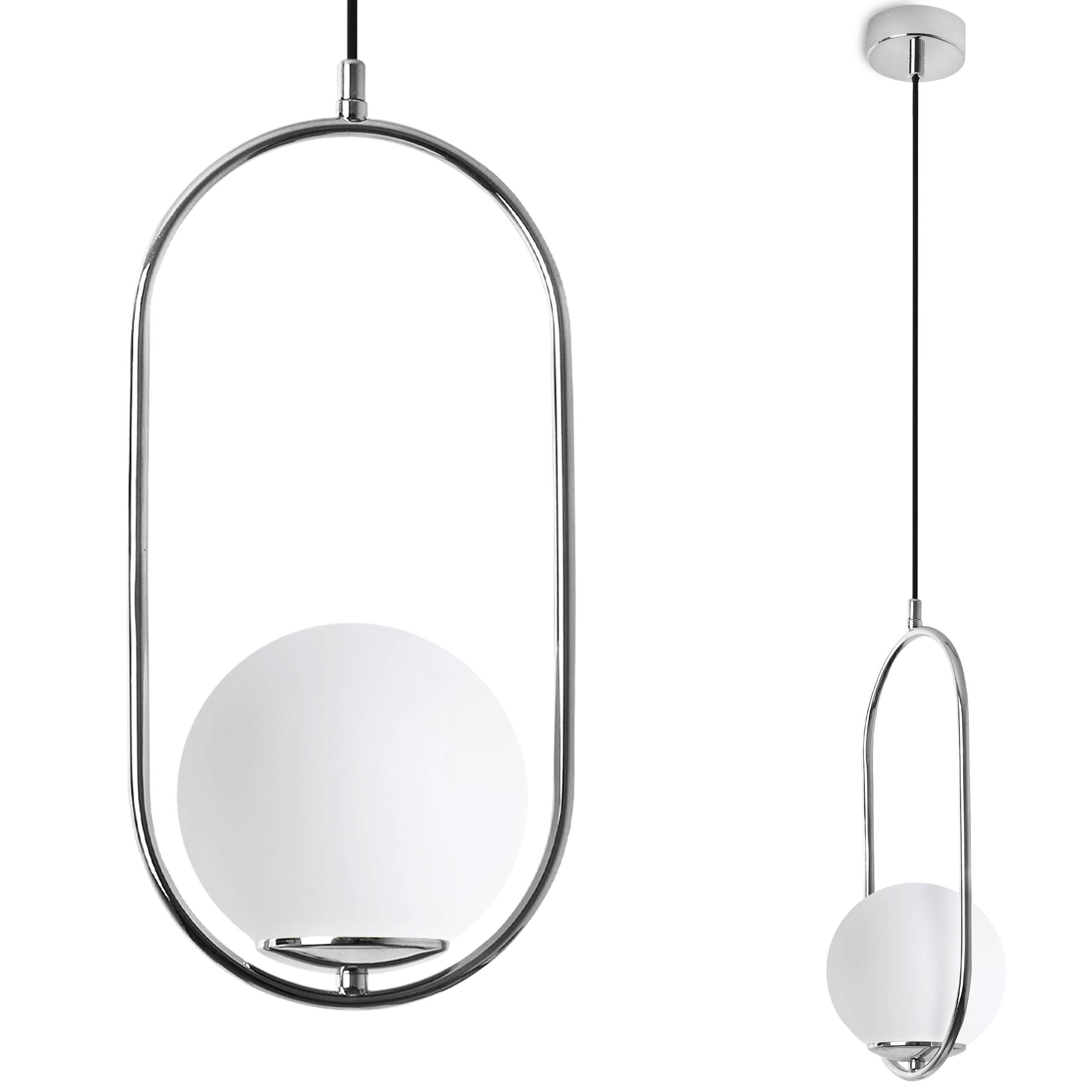 Lampa sufitowa wisząca Luna glamour 1xE14 biały/chrom Light Home LH