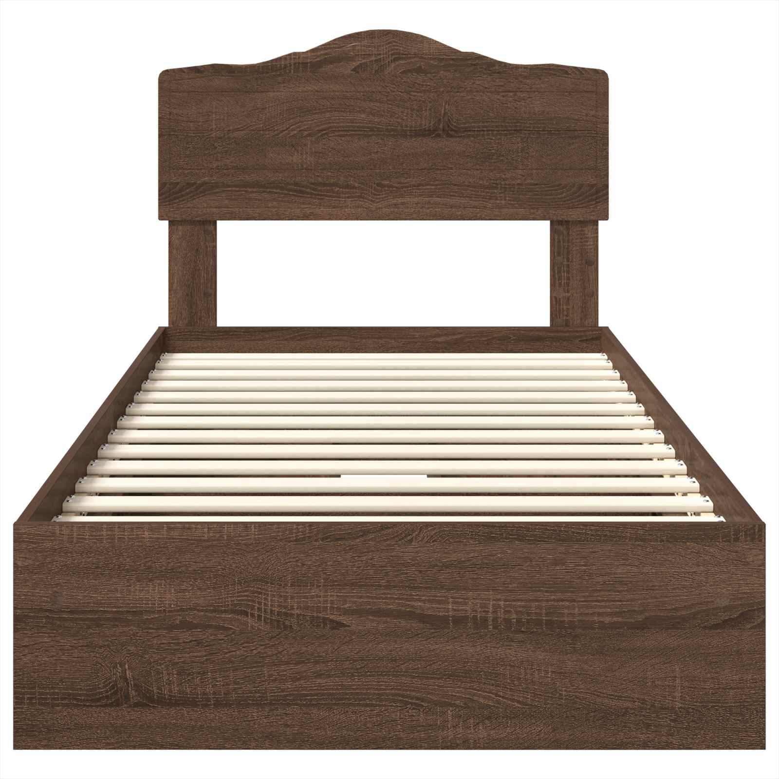 Lit avec rangement, panneau de bois, chêne brun, pour la chambre, 70 × 190 cm - 8