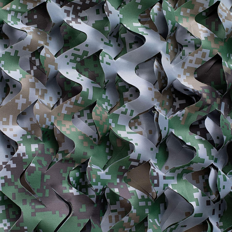 Żagiel przeciwsłoneczny prostokątny, siatka maskująca ze wzorem maskującym, 3x4m, kamuflaż cyfrowy