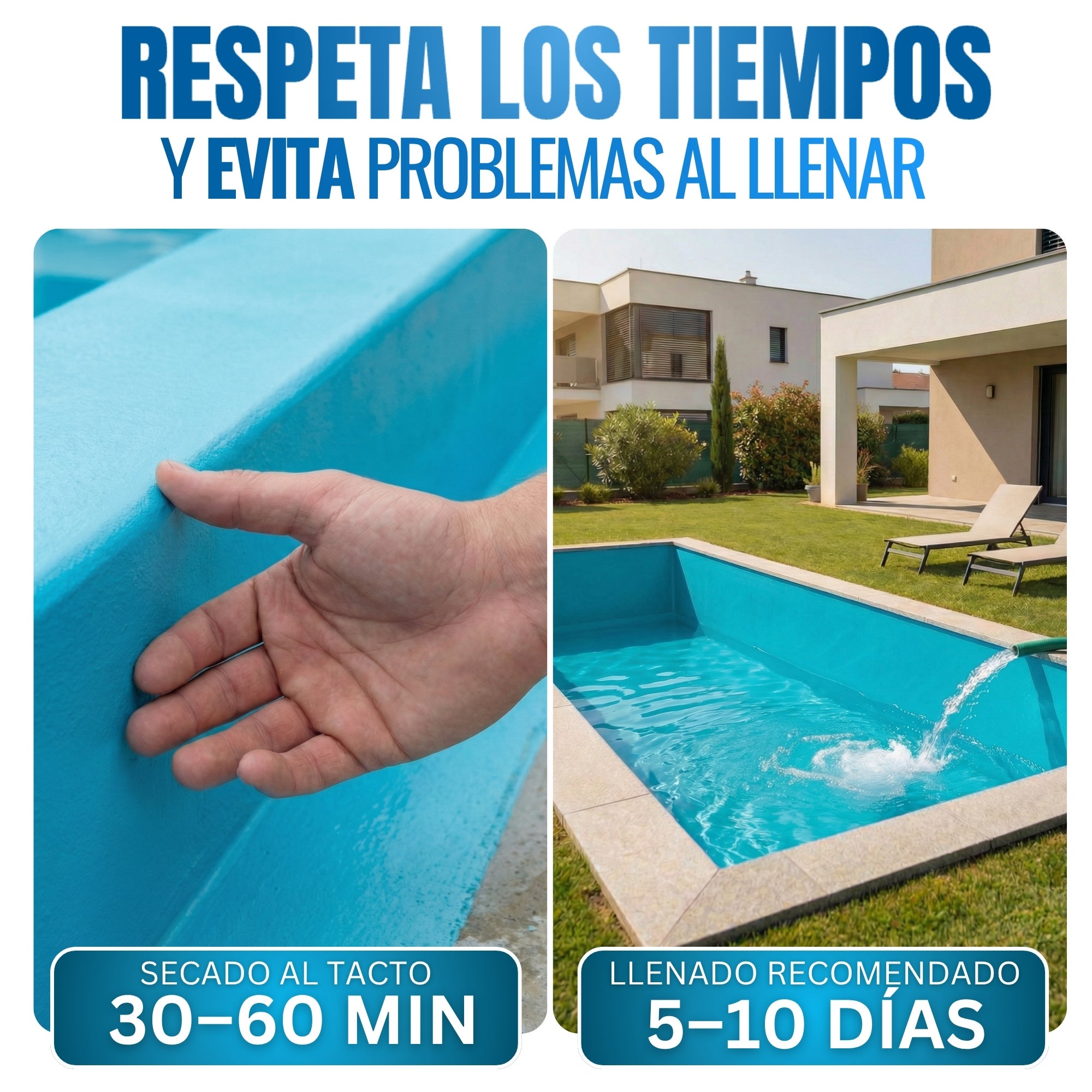 [Bleu 5KG] Peinture pour piscines à l’eau bleue avec anti-algues. Spéciale béton et ciment. Haute adhérence et séchage rapide - 5